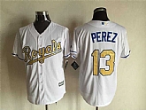 Majestic Kansas City Royals #13 Salvador Perez White 2015 World Series Champions Gold Program Stitched MLB Jersey,baseball caps,new era cap wholesale,wholesale hats